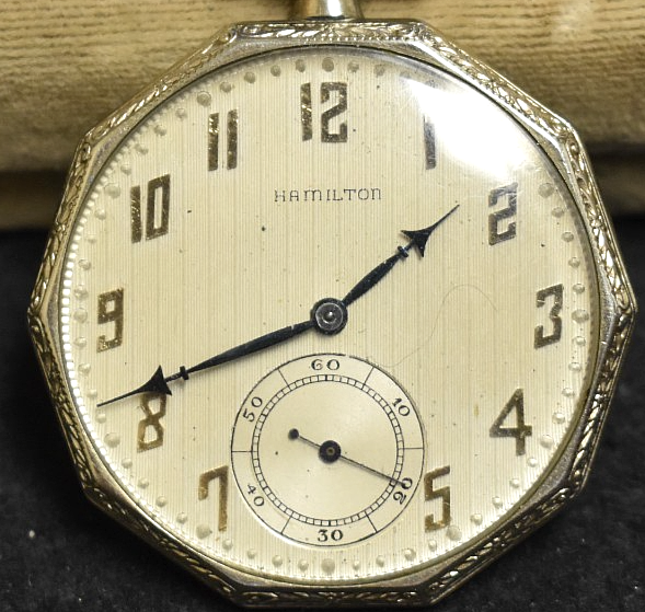 Antique 14k Gold Filled Hamilton 17 Jewels Men's Pocket Watch w ...