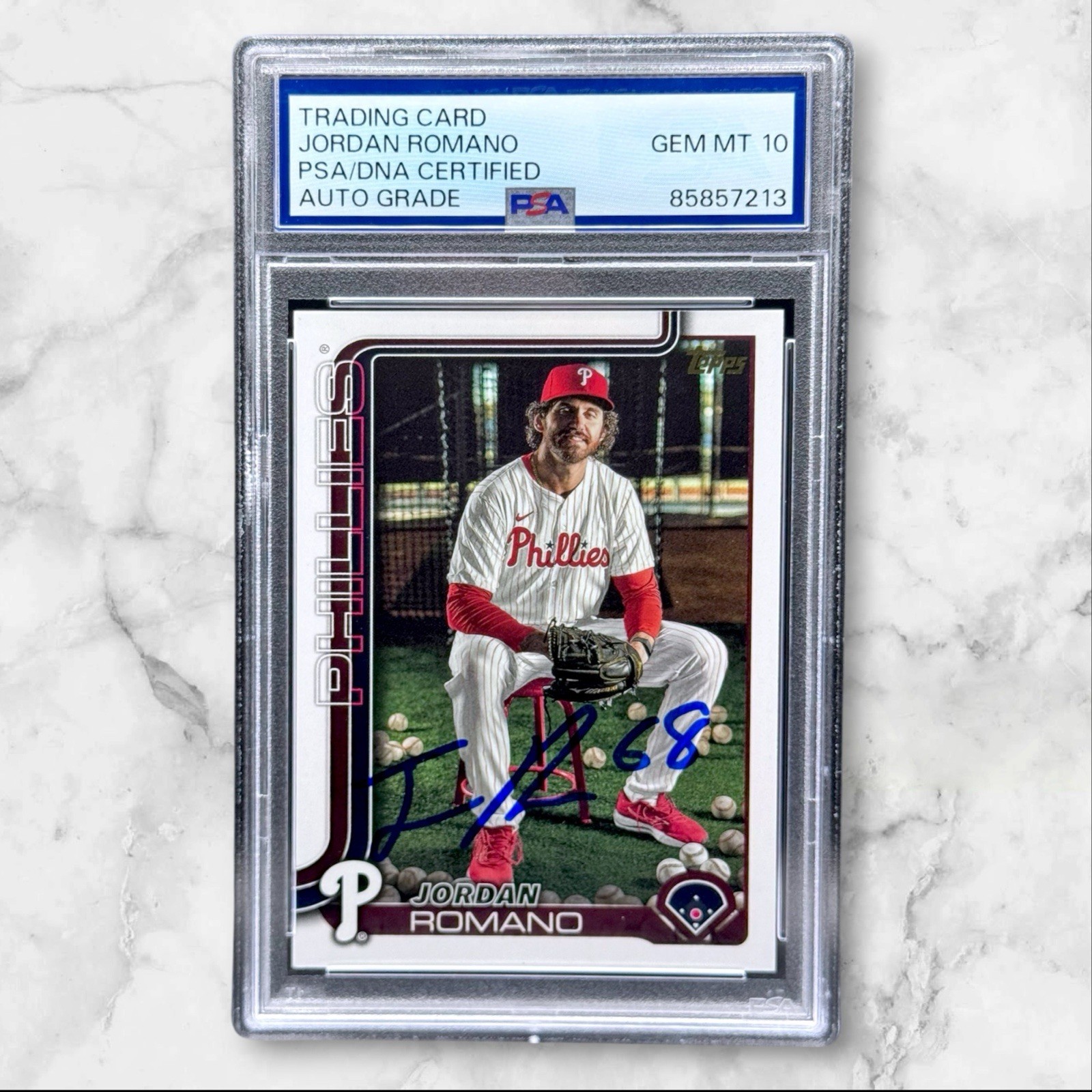 Jordan Romano Signed 2025 Topps Golden Mirror SSP PSA 10 AUTO Phillies