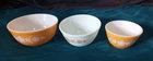 3 Vintage Pyrex Butterfly Gold Mixing Bowls 401 402 403