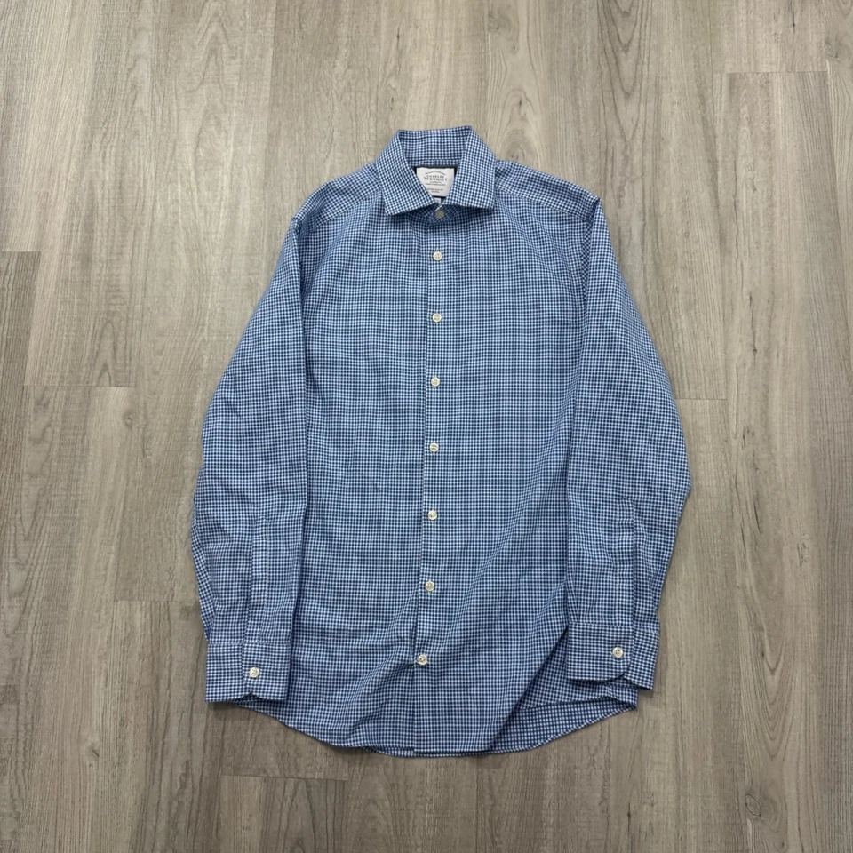 Camisa Charles Tyrwhitt Para Hombre 15.5 33 Azul Geométrico Cuadros Extra Ajustado Preppy Foto 2 de 4
