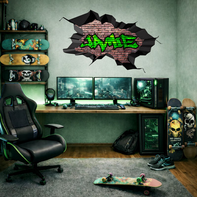 Custom Graffiti Wall Decal 3D Brick Scene Personalized Name| Vinyl Wall Sticker