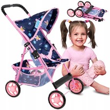 Puppenwagen Buggy klappbar leicht stabil mit Gurt und Einkaufskorb