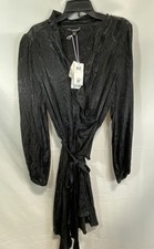 Guess Women's Doha Dress Black Snake Print Wrap Long Sleeve NWT Size L