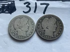Lot (2) Barber Quarters 1902P Original US COINS 90 % SILVER Nice See Pictures !!