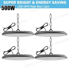4Pack LED 500W UFO High Bay Lights Warehouse Factory Shop GYM Lamp Super Bright