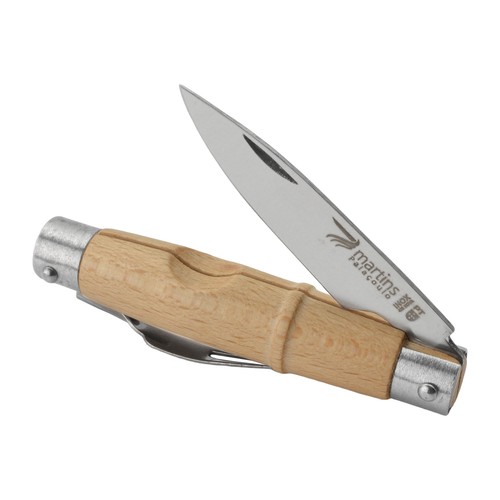 Taschenmesser Edelstahlklinge Gabel Kapselheber Buchenholzgriff Outdoor Camping - Bild 3 von 5