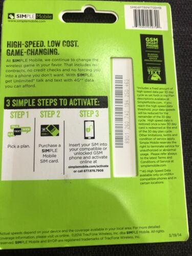Preloaded Simple Mobile Sim Card INCLUDE - Picture 3 of 4