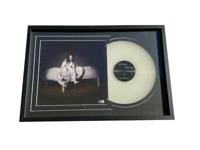 BILLIE EILISH SIGNED AUTOGRAPH FRAMED WHEN WE FALL ASLEEP VINYL LP BECKETT BAS