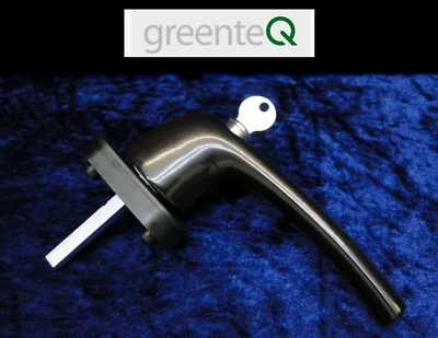 Fenstergriff GreenteQ FG10.S100 Alu Braun, abschließbar Druckknopf, Stift 43mm - Bild 1 von 4