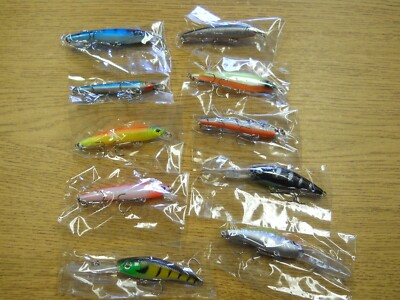 Lot 10 Top Water Crank Bait Surface Lures 3 1/2'' & 4'' Long Floating Popper Lot 3