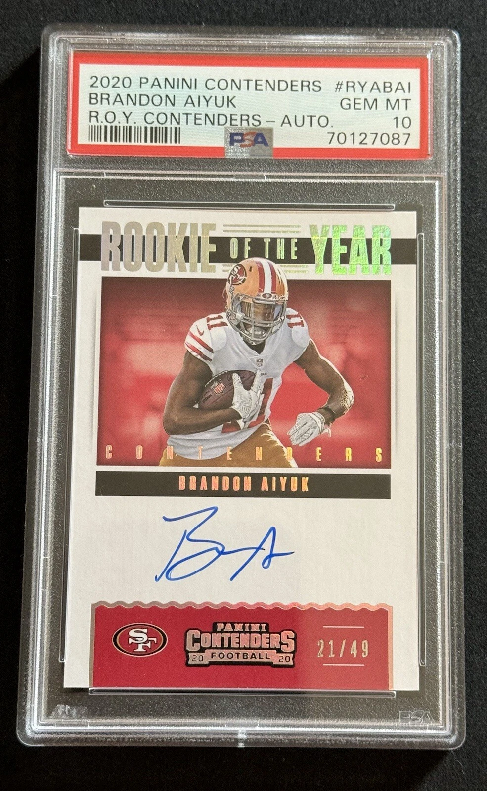 Brandon Aiyuk Panini Contenders Rookie of the Year Contenders #RYABAI Autograph