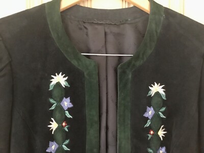 Helene Strasser (Straßer) buttery-soft embroidered suede jacket Sz 6