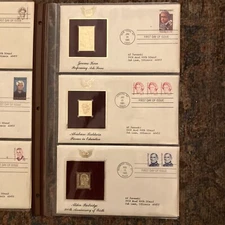 22 karat gold commemorative stamps and cover, first day of issue