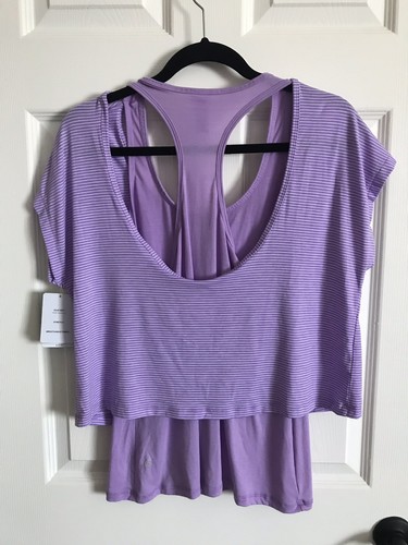 C9 Champion Layered Crop Lavender Top Athleisure Racerback Duo Dry Size Small - Picture 2 of 2