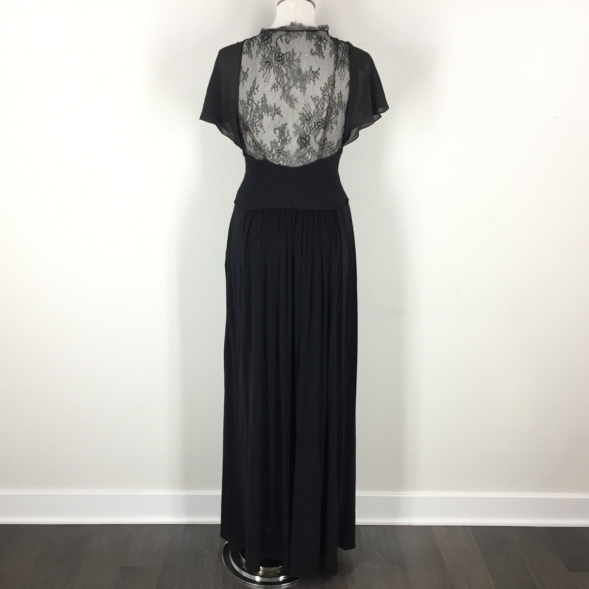 Bcbg Max Azria Size S Liz Black Formal Evening Dress Full length Lace Black  ** | eBay