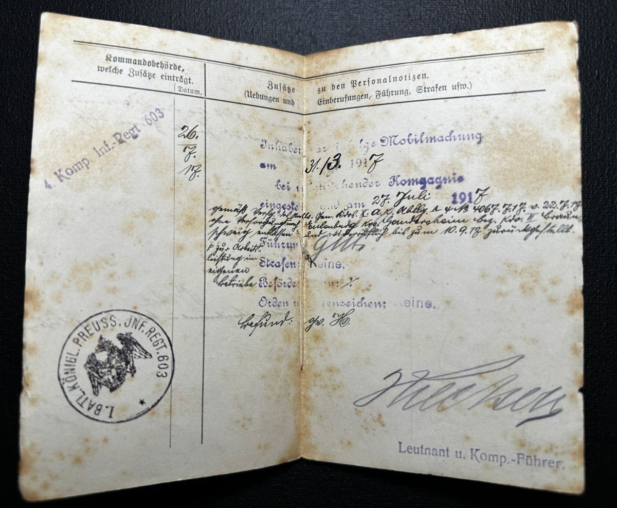 Original WWI German Soldbuch & Military Pass HESSE Landsturm