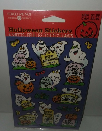 Vtg 80’s American Greetings Halloween 4 Sticker Sheets Ghosts Graveyard