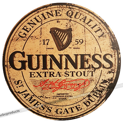Guinness Wood Signs Retro Vintage Round Wooden Circle Man Cave Bar Wall Sign Uk - Wooden Wall Signs Uk