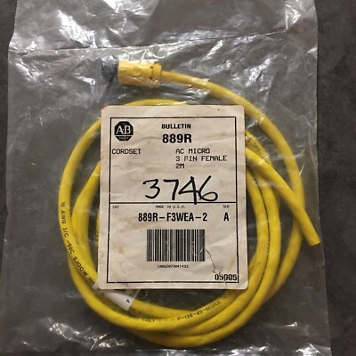 Allen-Bradley 889-F3WEA-2 AC Micro Single-Ended Cordset 3 Pin Female 18/3 SJOOW