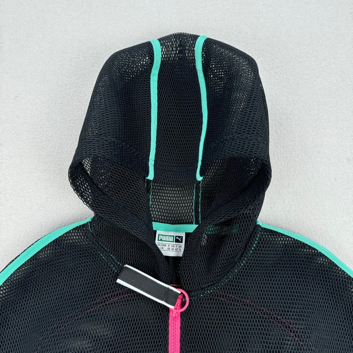 Puma Jacket Size Large Black Pink Chase Spacer FZ Mesh Zip Up
