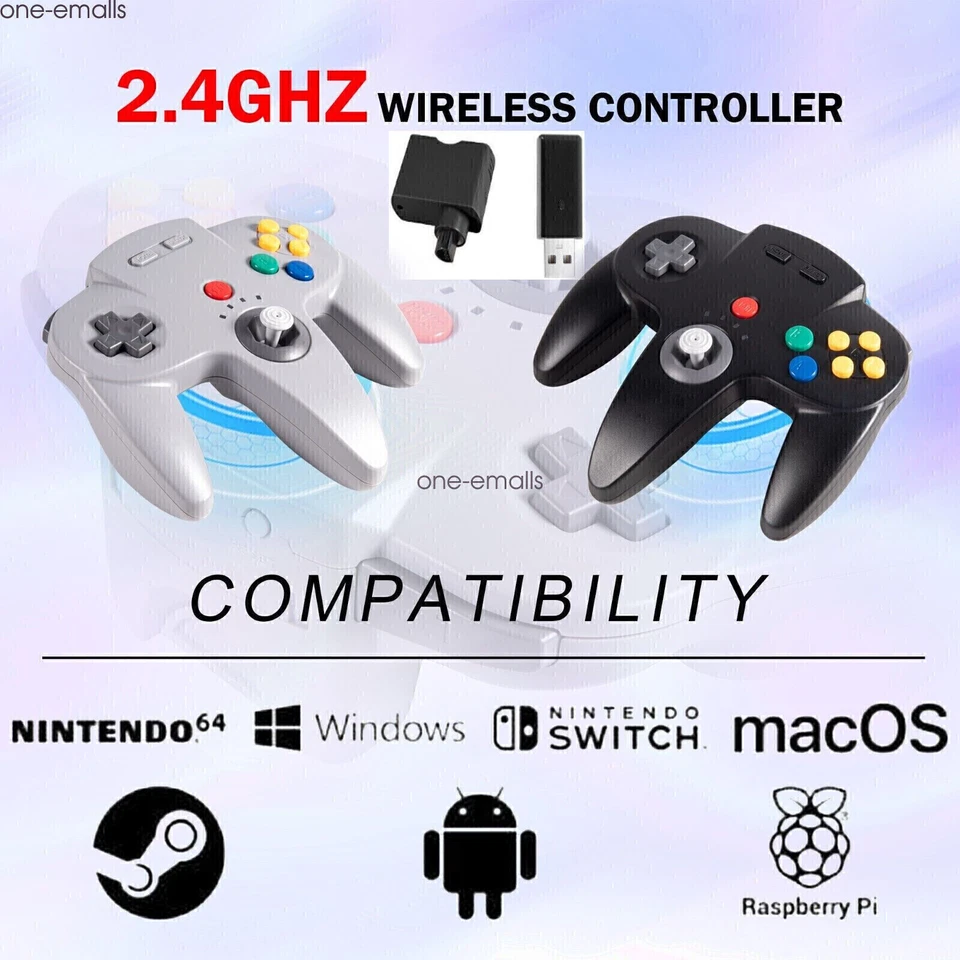 Mando Inalámbrico N64 para Consola Nintendo 64 PC Windows Switch con Rumble Pak. Foto 2 de 4