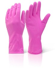Pink Rubber Gloves Size S-L Long Sleeve Household Washing Up Kitchen Cleaning