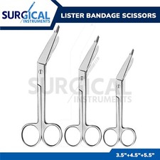 3 Pcs Lister Bandage Scissors 3.5"+4.5"+5.5" Surgical Instruments German Grade