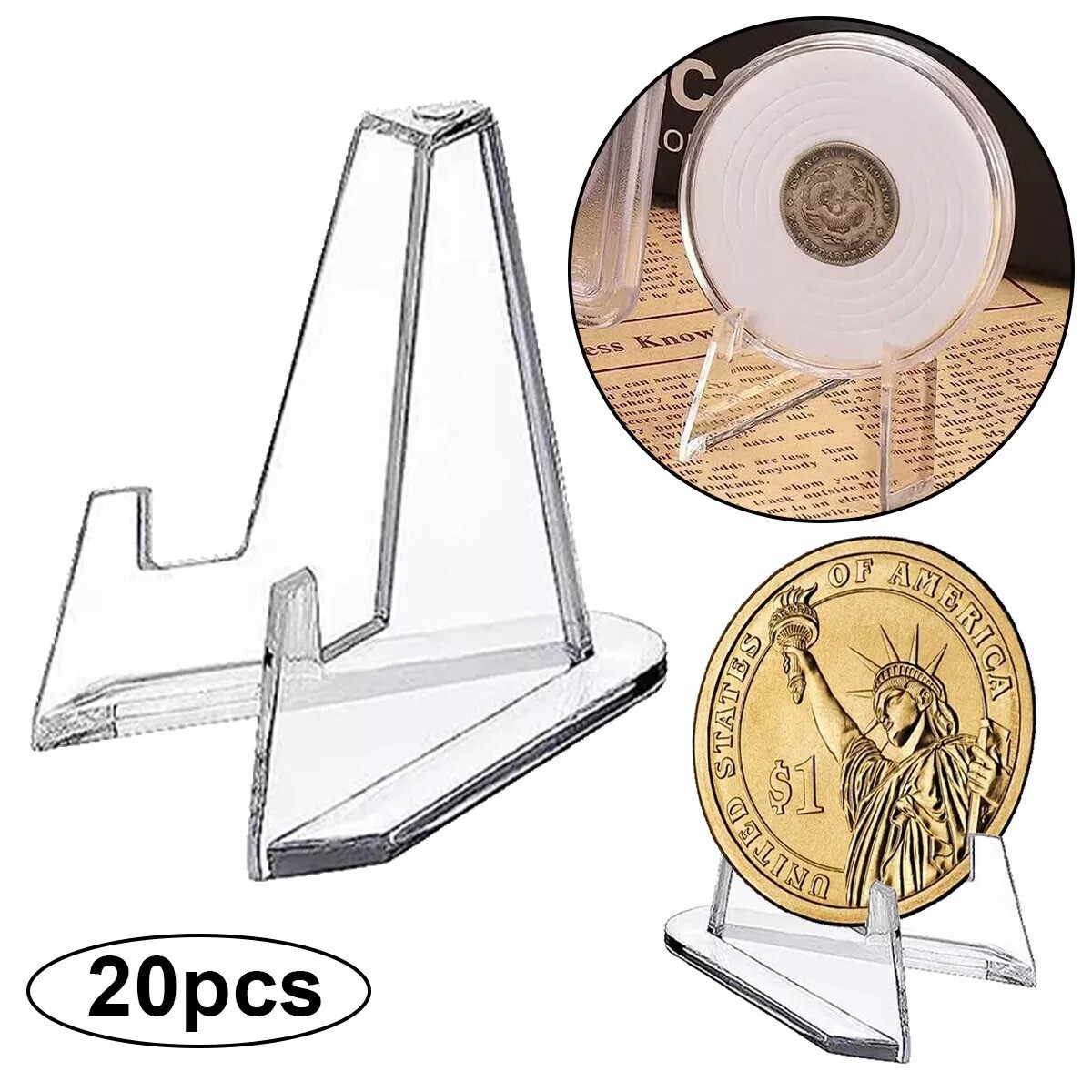 20 Stück Acryl Kartenständer Staffeleiständer Transparenter Münzaufsteller