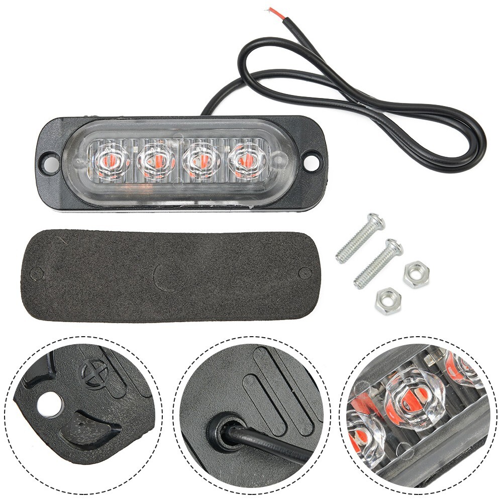 4LED Off-Road Car Trucks Safety Working Fogs Red Light Lamp 12V~24V 800LM