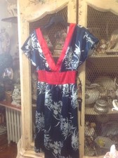 Forever 21 red and blue deep v dress