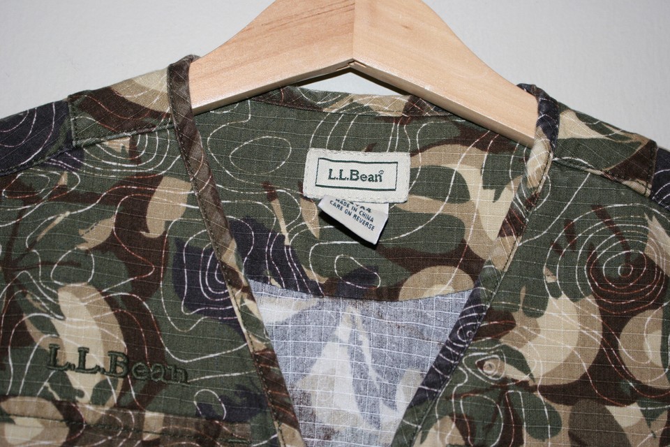 Kids Boys L.L. Bean Camo Green Fishing Ranger Hunting Utility Vest