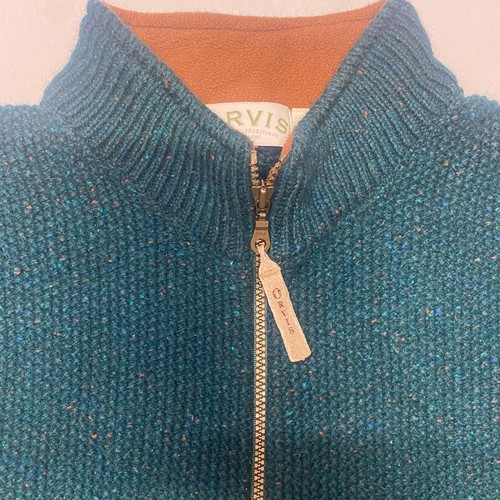 Orvis Wool Zip Vest Mens XL Green Mock Neck Pocket Outdoor Cabin Grandpa Forest - Picture 6 of 10