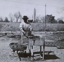Molding Drying Brick in Mendoza Argentina Magic Lantern Glass Photo Slide