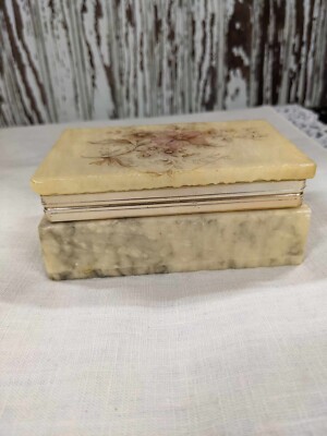 ビンテージ GENUINE ALABASTER イタリア製 ジュエリーボックス Vintage Italy Round Genuine Alabaster Box Hand Carved