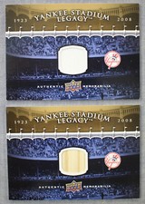 (2) New York YANKEE STADIUM LEGACY 2008 Upper Deck GU Memorabilia Bat & Jersey