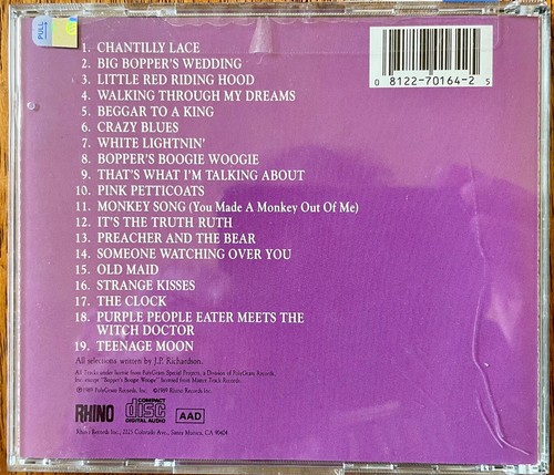 HELLOOO BABY! THE BEST OF THE BIG BOPPER (Rhino) 1989 compilation CD - Picture 2 of 2