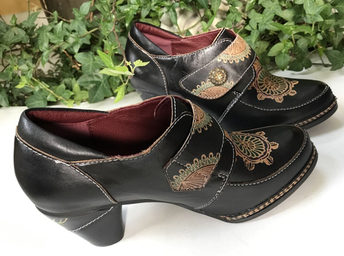 L’Artiste Spring Step Womens 36 EU Sz 5.5 US Tooled Leather Ankle Boots Bootie - Picture 6 of 15