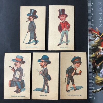5 kleine Chromos Herrenmode 1900 Chapeaux Au Camelia Paris Anciens Scraps