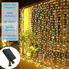 Xmas Pergola Lights Solar Power Warm White LED Curtain Outdoor Garden Decor 6ft