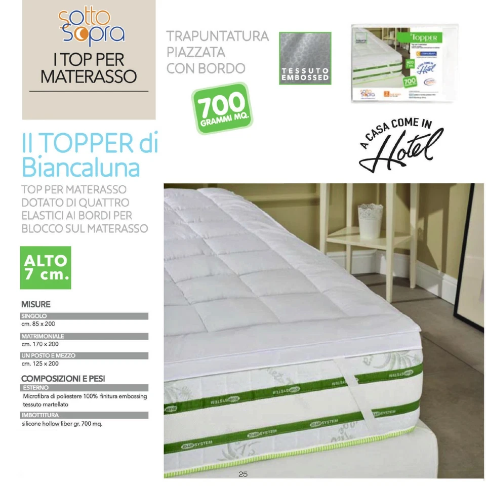 Topper materasso Biancaluna 7 cm singolo una piazza e mezza matrimoniale 700 gr - Image 2 of 4