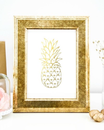 Pineapple Faux Gold Typography Wall Art Print Quote Art Print Home Office Decor2