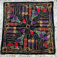 MEN HANKY COTTON POCKET SQUARE 17" EQUESTRIAN HORSEBACK RIDING EQUIPMENT BLACK