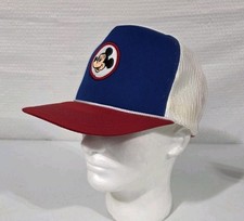 Vintage Disney Hat Cap Mesh Trucker Snapback Patch Rope Mickey Mouse Logo