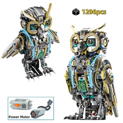 Steampunk Owl Building Kit 1296 Pieces Motorized LED Moving Parts