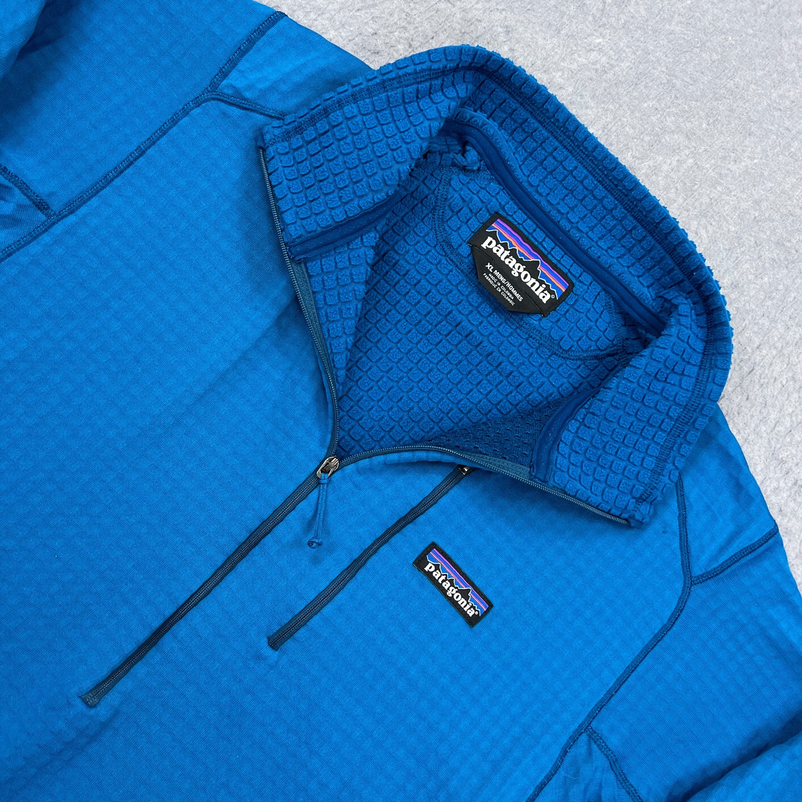 Patagonia Men’s R1 Grid Fleece Pullover Men's XL Blue Thermal 1/2 Zip Midlayer