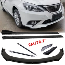 For Nissan Sentra Front Bumper Lip Splitter 78.7" Side Skirt Strut Rods Body