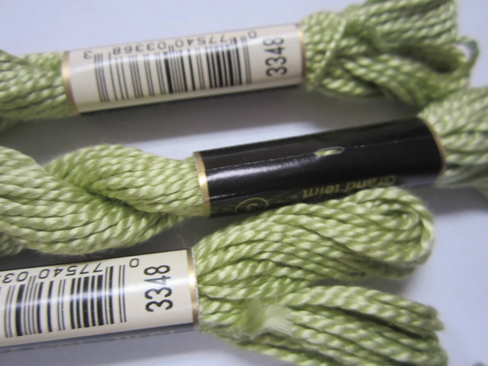 DMC Cotton Perle #3   Green #3347 & 3348  Embroidery Floss Thread  15.4 yards - Image 3 of 3