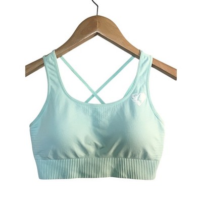 Best Active Seamless Sports Bra Top Women s Sz Medium Aqua Green/Blue New NWT