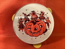VINTAGE HALLOWEEN US METAL TOY TAMBOURINE DANCERS AROUND JOL COMPLETE NICE SHAP