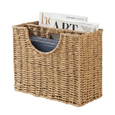 Wicker Magazine Basket, Paper Rope Woven Magazine Holder for Files, Books, Do...